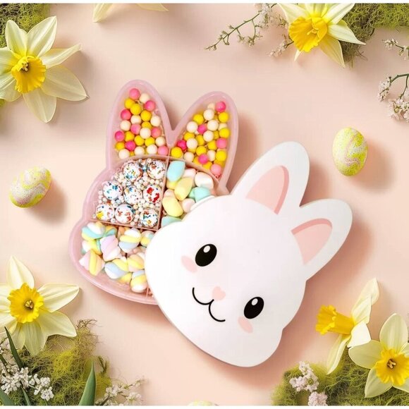 Cook With Color Bunny Divided Snack Box Food Storage Container Pink Easter - Picture 2 of 10